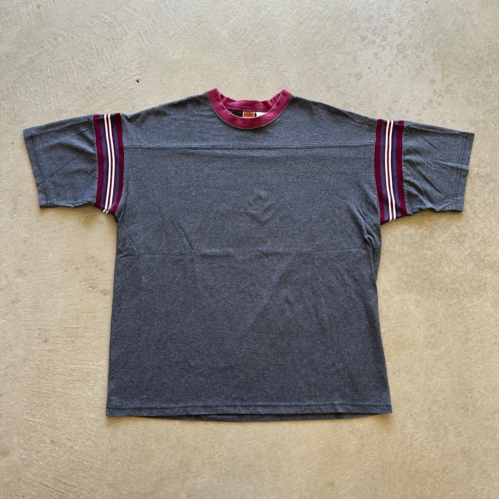 Vintage 80s Oxford-Fulham Blank Shirt Size XL Gray Striped Sleeve